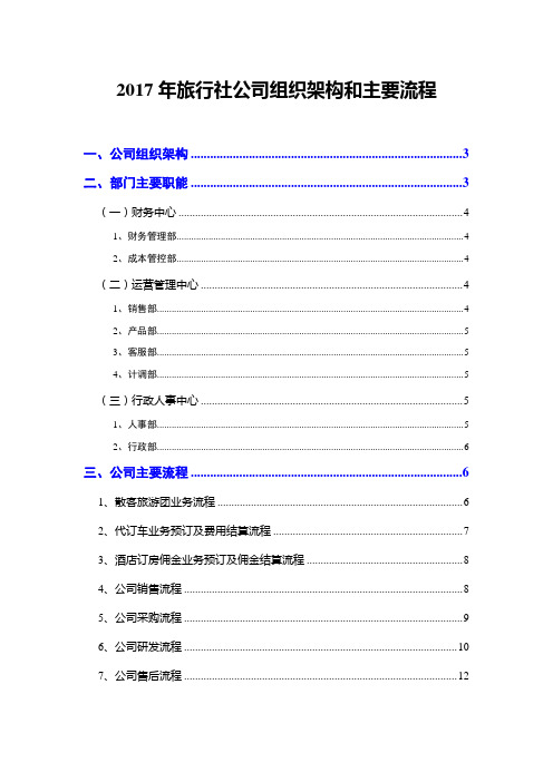 2017年旅行社公司组织架构和主要流程