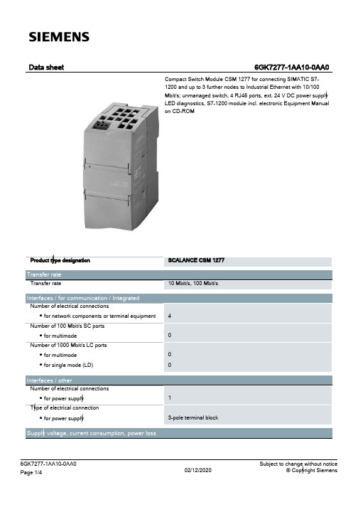 Siemens SCALANCE CSM 1277 产品说明书