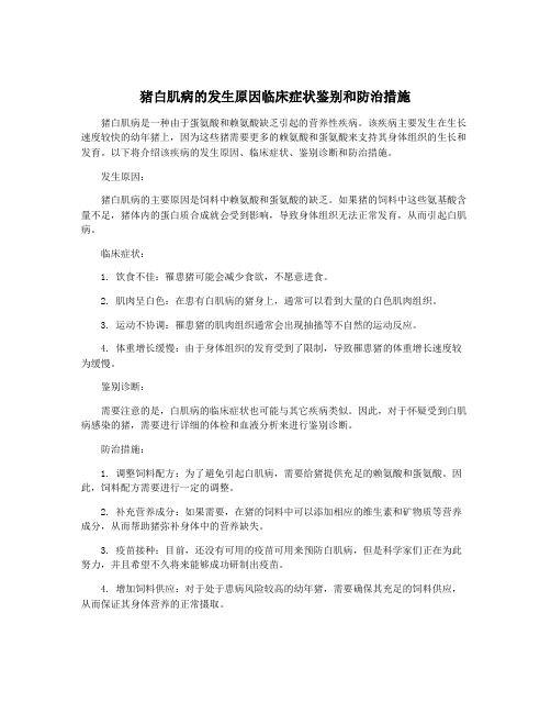 猪白肌病的发生原因临床症状鉴别和防治措施