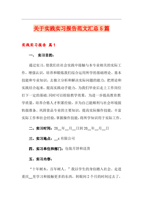 关于实践实习报告范文汇总5篇