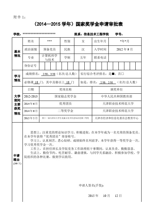 国家奖学金-审批表-