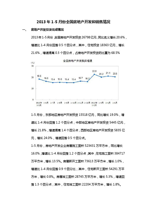 2013年1-5月份全国房地产开发和销售情况