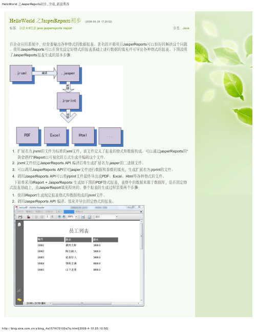 JasperReports报表生成初步