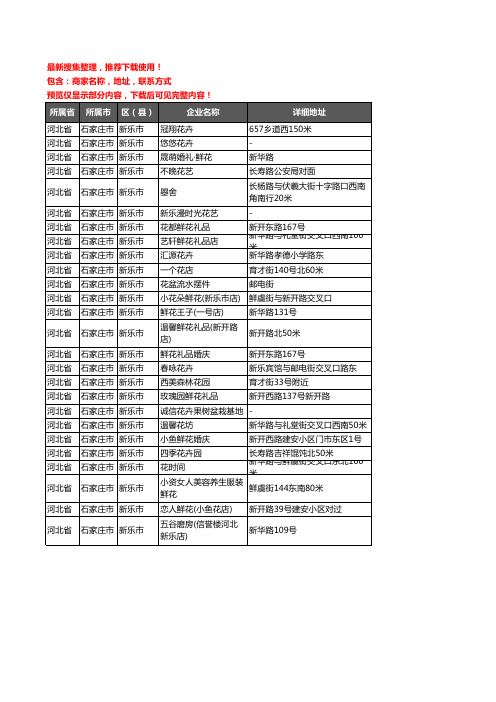 新版河北省石家庄市新乐市花卉企业公司商家户名录单联系方式地址大全26家