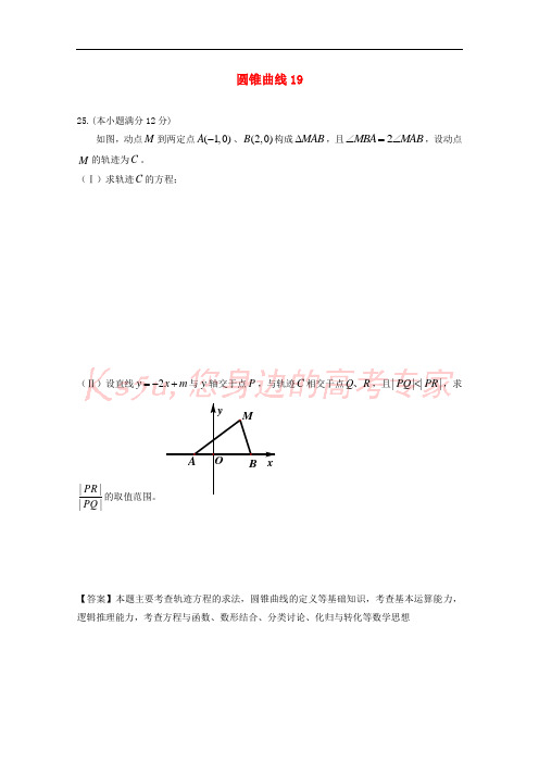 广东省广州市重点学校备战2017高考数学一轮复习 圆锥曲线试题精选19