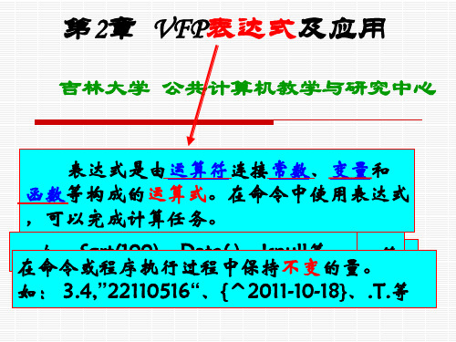 Visual FoxPro数据库课件：第2章 VFP表达式及应用