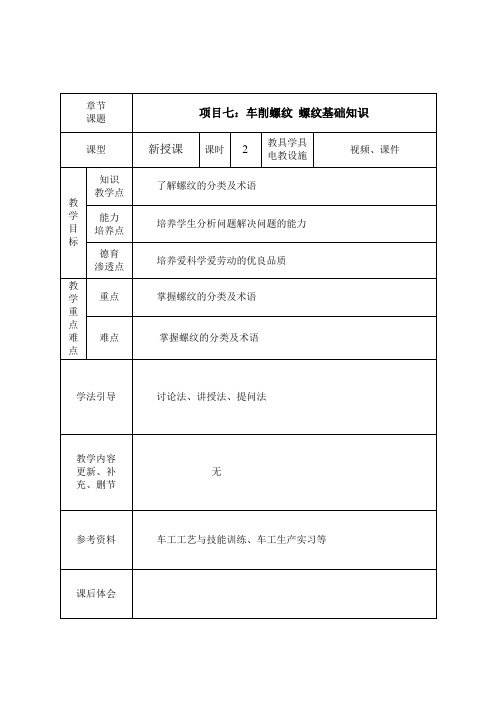 《普通车床加工技术(第2版)》教学讲义 项目七 车削螺纹 35、螺纹的基础知识