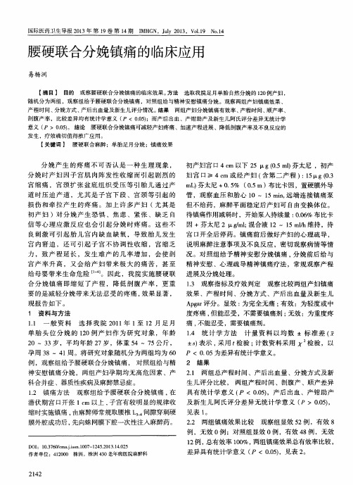 腰硬联合分娩镇痛的临床应用