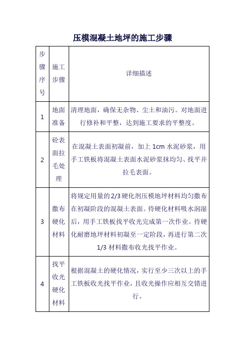 压模混凝土地坪的施工步骤