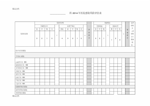 最新医院感染风险评估表资料