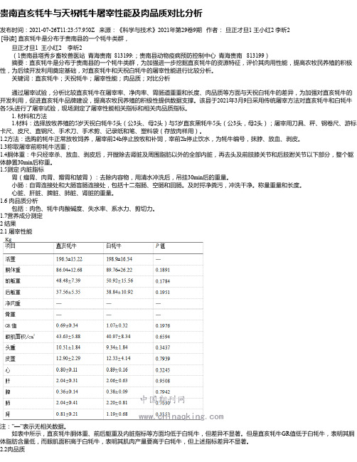 贵南直亥牦牛与天祝牦牛屠宰性能及肉品质对比分析