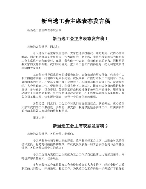 新当选工会主席表态发言稿