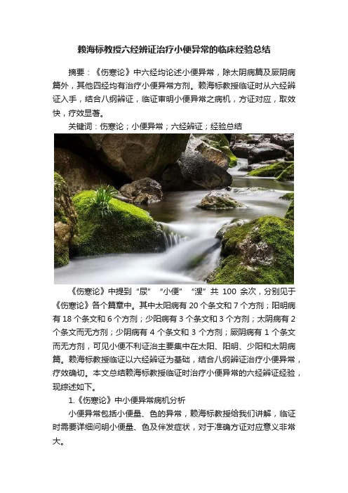 赖海标教授六经辨证治疗小便异常的临床经验总结