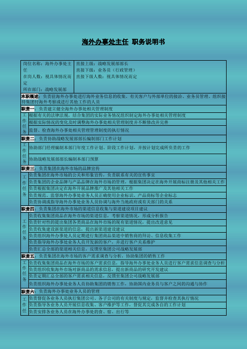 海外办事处主任职务说明书