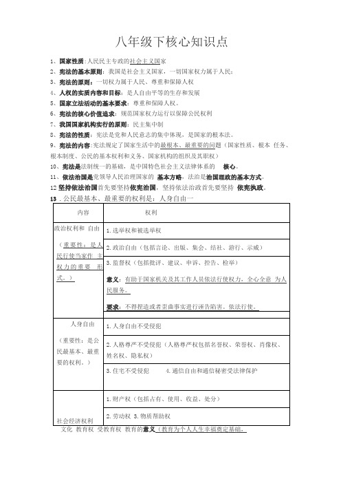 部编版道德与法治八年级下册核心知识点整理