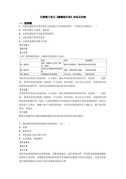 生物第八单元《健康地生活》知识点归纳