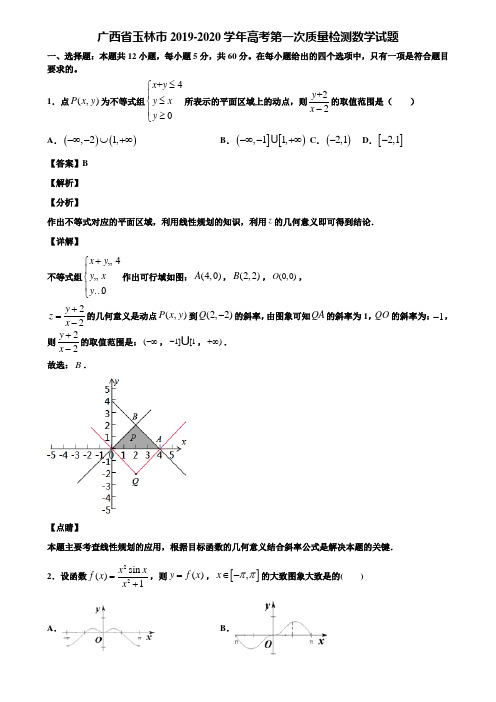 广西省玉林市2019-2020学年高考第一次质量检测数学试题含解析