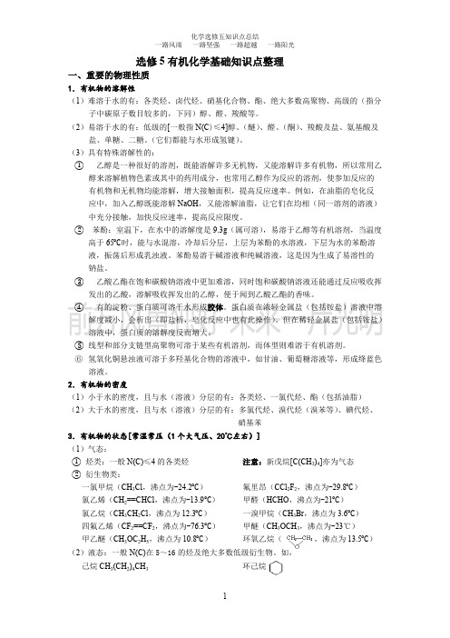 高中化学选修五1-5章详细知识点整理