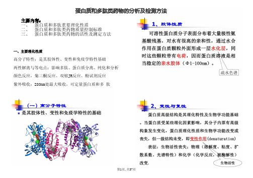 蛋白质和多肽类药物的分析及检测方法