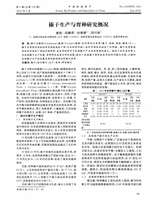 榛子生产与育种研究概况