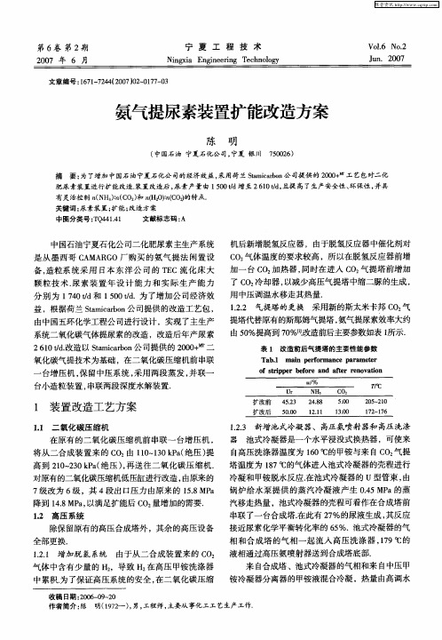 氨气提尿素装置扩能改造方案