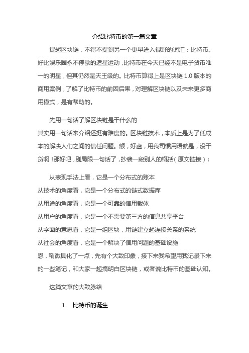 介绍比特币的第一篇文章