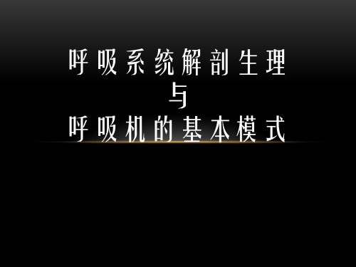 呼吸系统解剖生理与呼吸机的基本模式