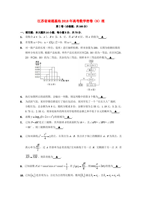 高考数学密卷9理02270177