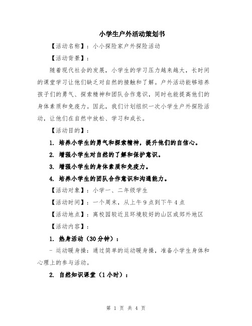 小学生户外活动策划书