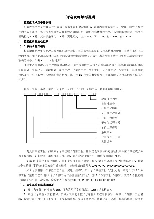 电力土建工程质量检验及评定表格及填表说明