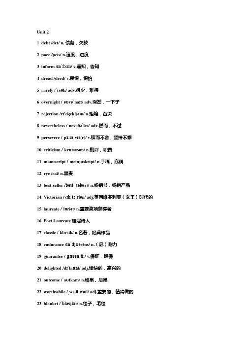 英语新版外研版选择性必修一unit 2 单词表(带音标)