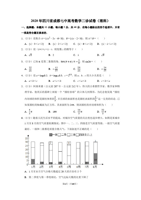 2020年四川省成都七中高考数学二诊试卷(理科)