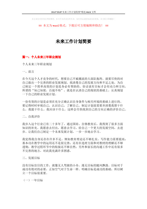 2018-2019-未来工作计划简要-精选word文档 (12页)
