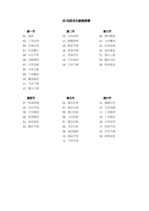 49式武当太极剑剑谱