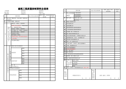 工程质量控制资料自查表