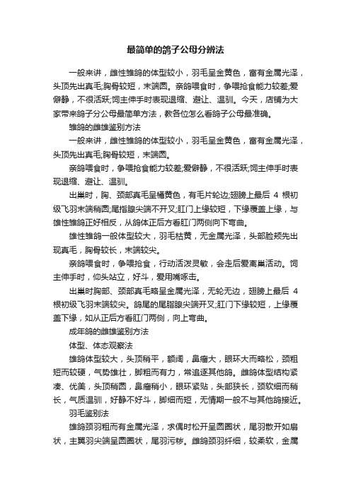 最简单的鸽子公母分辨法