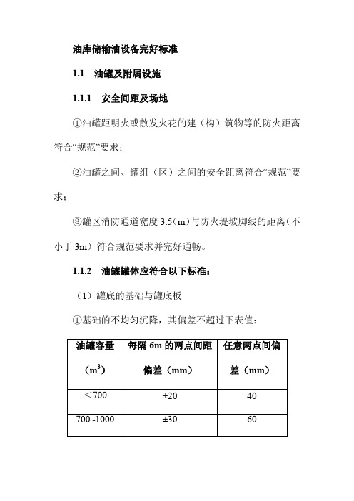 油库储输油设备完好标准