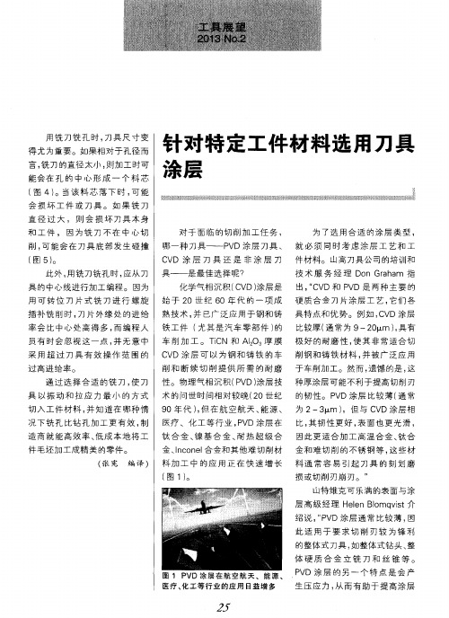 针对特定工件材料选用刀具涂层