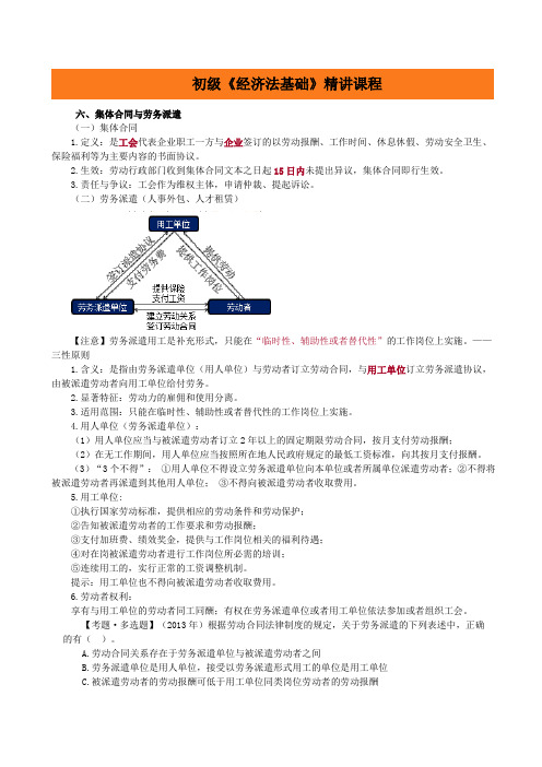 初级《经济法基础》精讲课程六集体合同与劳务派遣