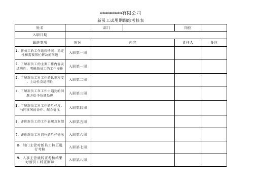 新员工试用期跟踪表