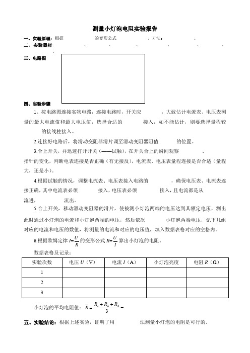 小灯泡测量实验报告