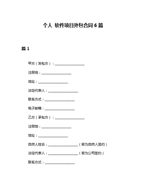 个人 软件项目外包合同6篇