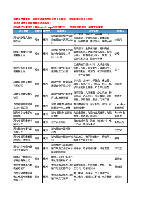 2020新版湖南省株洲电子陶瓷工商企业公司名录名单黄页大全37家