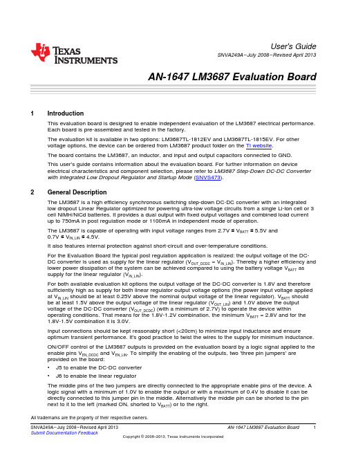 LM3687 Evaluation Board User's Guide