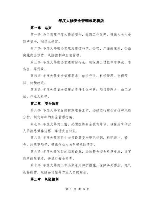 年度大修安全管理规定模版