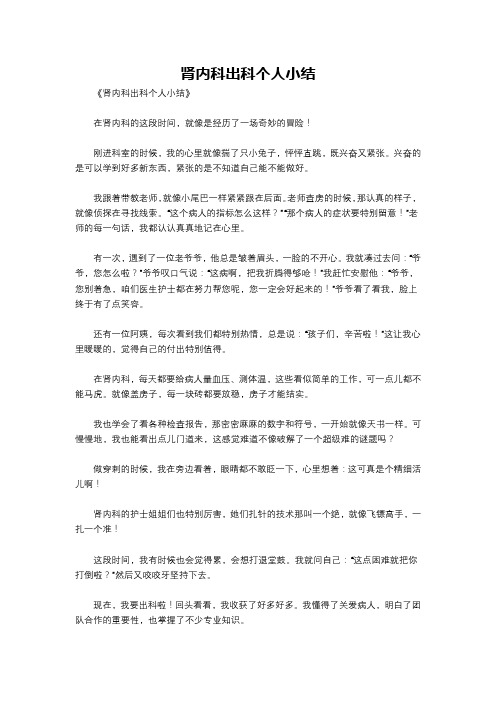 肾内科出科个人小结