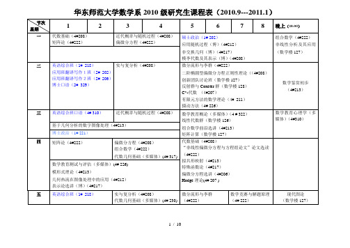 华东师范大学数学系研究生课程表