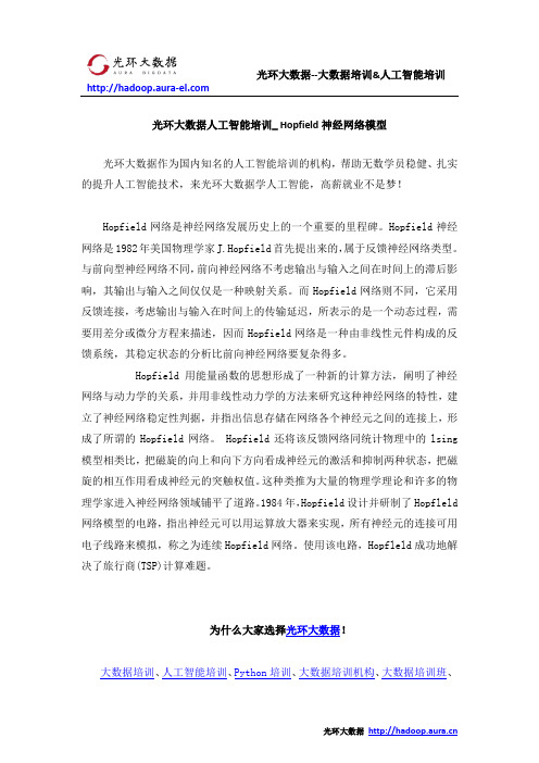 光环大数据人工智能培训_ Hopfield神经网络模型