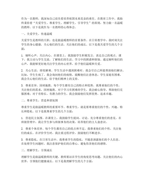 做温暖的教师心得体会范文