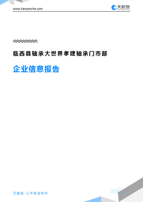 临西县轴承大世界孝建轴承门市部企业信息报告-天眼查